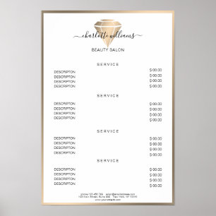 Modern Gold Diamond Price List Poster ポスター