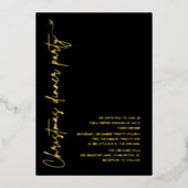 Modern Gold Foil Christmas Dinner Party 箔招待状 (正面)