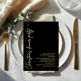 Modern Gold Foil Christmas Dinner Party 箔招待状