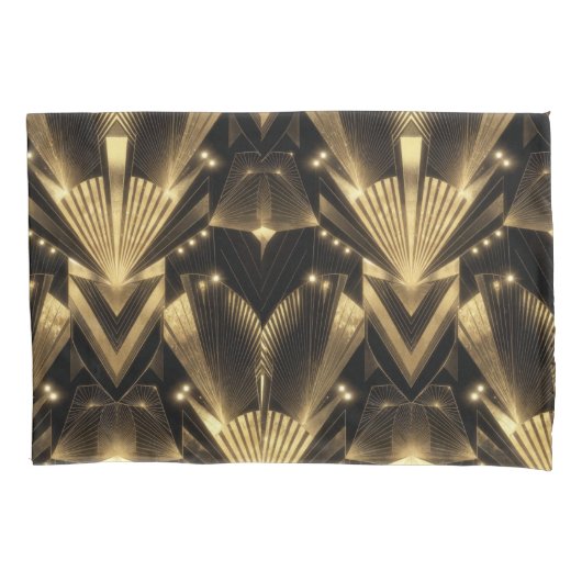 Modern Gold Foil Elegance Neo Art Deco 枕カバー (正面)