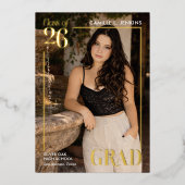 Modern Gold Foil Graduation Photo Announcement 箔招待状 (正面)