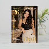 Modern Gold Foil Graduation Photo Announcement 箔招待状 (立ち正面)