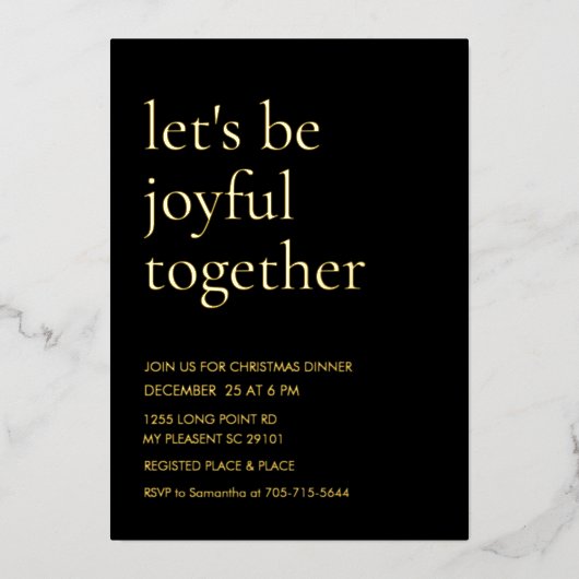Modern Gold Foil “Let’s Be Joyful Together 箔招待状 (正面)
