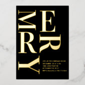 Modern Gold Foil “MERRY” Christmas Party 箔招待状 (正面)