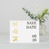 Modern Gold Foil Save the Date Cards 箔シーズンポストカード (立ち正面)