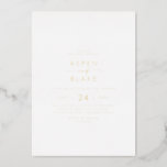 Modern Gold Foil Script Casual Wedding 箔招待状<br><div class="desc">This modern gold foil script casual wedding foil invitation is perfect for a minimalist wedding. The simple design features unique industrial lettering typography with modern boho style. Customizable in many colors. Keep the design minimal and elegant,  as is,  or personalize it by adding your own graphics and artwork.</div>