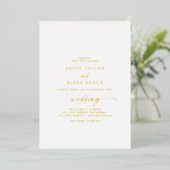 Modern Gold Foil Script Couple & Parents Wedding 箔招待状 (立ち正面)