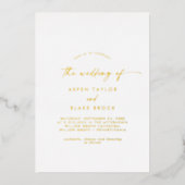 Modern Gold Foil Script Photo Wedding 箔招待状 (正面)