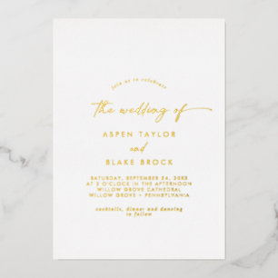 Modern Gold Foil Script The Wedding Of 箔招待状