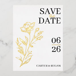 Modern Gold Foil Wedding Save the Date Card 箔シーズンポストカード