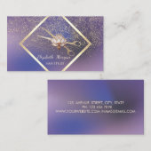 Modern Gold Frame,Confetti,Scissors Lotus Purple 名刺 (正面/裏面)