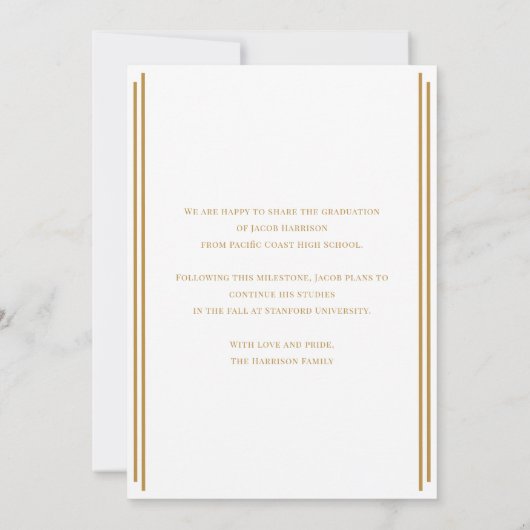 Modern Gold Frame Graduate Announcement  招待状 (裏面)