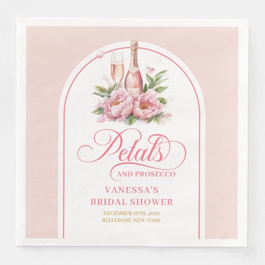 Modern Gold Frame Petals and Prosecco Napkin Set (正面)