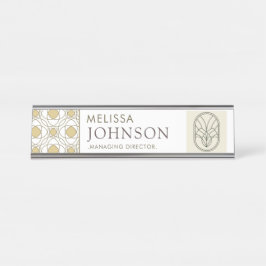 Modern Gold Geometric Desk Name Plate デスクネームプレート