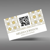 Modern Gold Geometric Wedding Planner QR Business  名刺