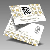 Modern Gold Geometric Wedding Planner QR Business  名刺