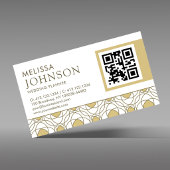Modern Gold Geometric Wedding Planner QR Business  名刺