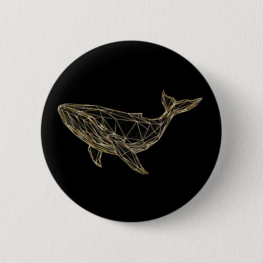 Modern Gold Geometric Whale 缶バッジ (正面)