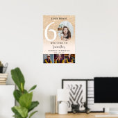 Modern gold glitter 60th Birthday 4 Photo Welcome ポスター (ホームオフィス)