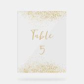 Modern Gold Glitter Acrylic Wedding Table Number アクリルサイン (正面)