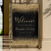 Modern Gold Glitter Black Wedding Welcome 横断幕