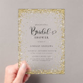 Modern Gold Glitter Bridal Shower  アクリル招待状 (インサイチュ (ポータブル))