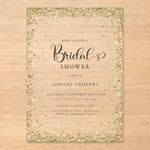 Modern Gold Glitter Bridal Shower  アクリル招待状 (正面)