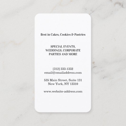 Modern Gold Glitter Knife & Whisk Bakery 名刺 (裏面)