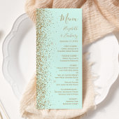 Modern Gold Glitter Mint Green Wedding メニュー