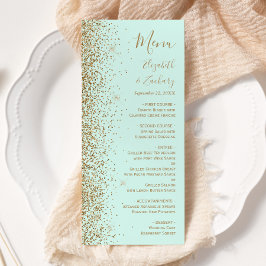 Modern Gold Glitter Mint Green Wedding メニュー