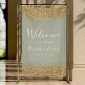 Modern Gold Glitter Sage Green Wedding Welcome 横断幕
