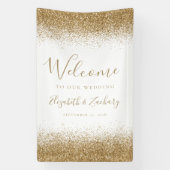 Modern Gold Glitter White Wedding Welcome 横断幕 (縦)