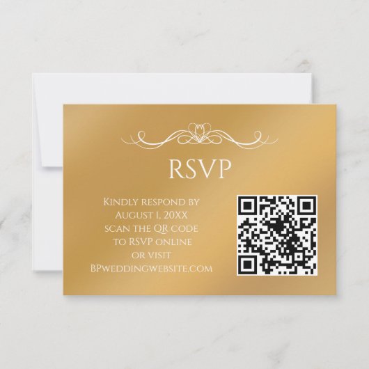 Modern Gold Gradient Custom QR Code Wedding 出欠カード (正面)