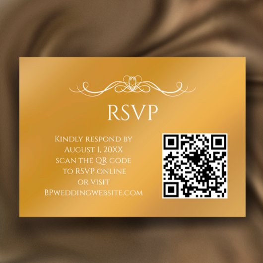 Modern Gold Gradient Custom QR Code Wedding 出欠カード