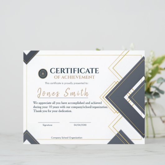 Modern Gold Gray Certificate of Achievement Design (スタンド正面)