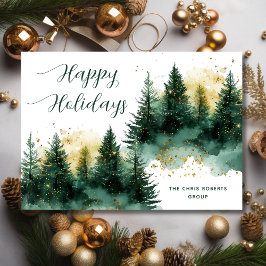 Modern Gold Green Business Christmas シーズンカード