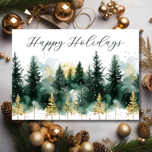 Modern Gold Green Business Christmas Holiday Card  シーズンカード