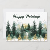 Modern Gold Green Happy Holidays Business シーズンカード (正面)