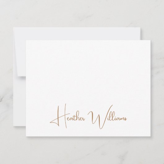 Modern Gold Handwritten Script Name ノートカード (正面)