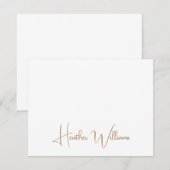 Modern Gold Handwritten Script Name ノートカード (正面/裏面)