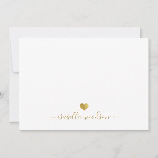 Modern Gold Heart Thank You Script 招待状 (正面)