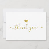 Modern Gold Heart Thank You Script 招待状 (裏面)