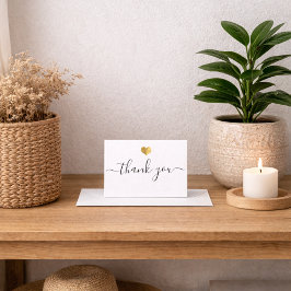 Modern Gold Heart Thank You Script 招待状