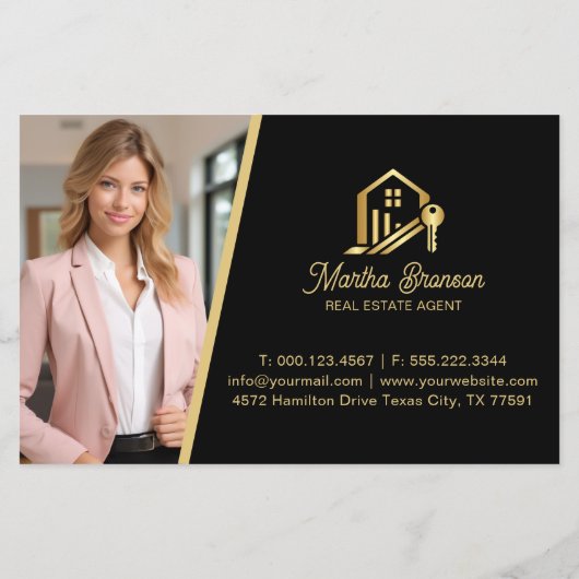Modern Gold House Key Real Estate Agent チラシ (裏面)