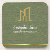 Modern Gold House Real Estate Olive Green Realtor コースター (正面)
