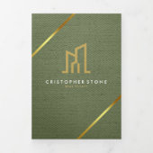 Modern Gold House Real Estate Olive Green Realtor 三つ折りカード (カバー)