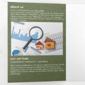 Modern Gold House Real Estate Olive Green Realtor 三つ折りカード (内部最初)