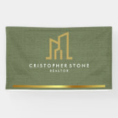Modern Gold House Real Estate Olive Green Realtor 横断幕 (横)
