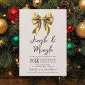 Modern Gold Jingle & Mingle Christmas Party Bow 招待状