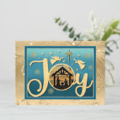 Modern Gold "JOY" Nativity Silhouette Christmas シーズンカード (スタンド正面)